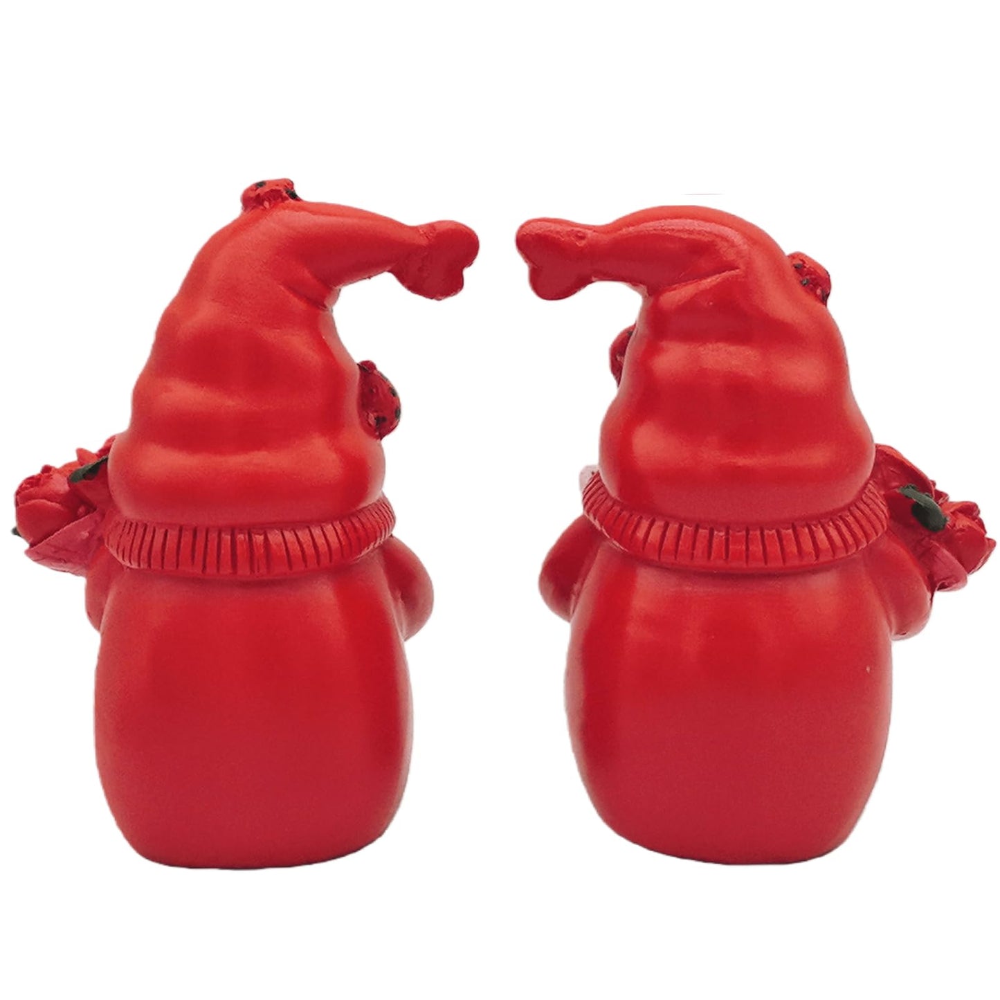 Eousera Red Roses Gnome Figurines - Indoor Home Office Spring Decor, Romantic Summer Gnomes Gifts for Women, Resin Ladybug Dwarf for Desk Shelf Decorations