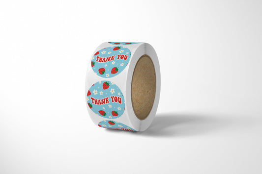 Package Mint 1.5" Round Cute Thank You Stickers - 500 Count Thank You for Supporting My Small Business Stickers - Waterproof and Self-Adhesive Seals for Boxes, Gift Bags, Envelopes - Strawberry