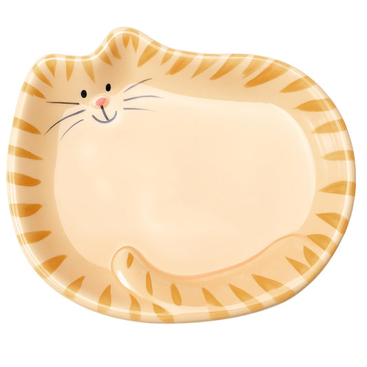 Acellegic 4 Inch Cat Tea Bag Holder Dish Coaster Ceramic Cats Spoon Holder Rest Tea Lover Gifts Soap Coaster for Home Party Decoration(Orange Tabby Cat)