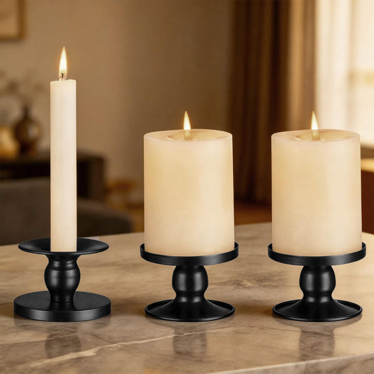 Pillar & Taper Dual Candle Holder: Fits 3" and 0.87" Diameter Candles