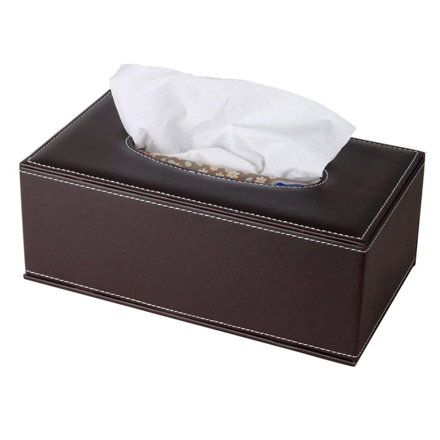 High-end Fashion Pu Leather Tissue Box Holder Business Black,Rectangular Tissue Box Cover,Napkin Holder Drawer Paper Dispenser,Home Office car Tissue Holder with Magnetic Bottom (Brown)