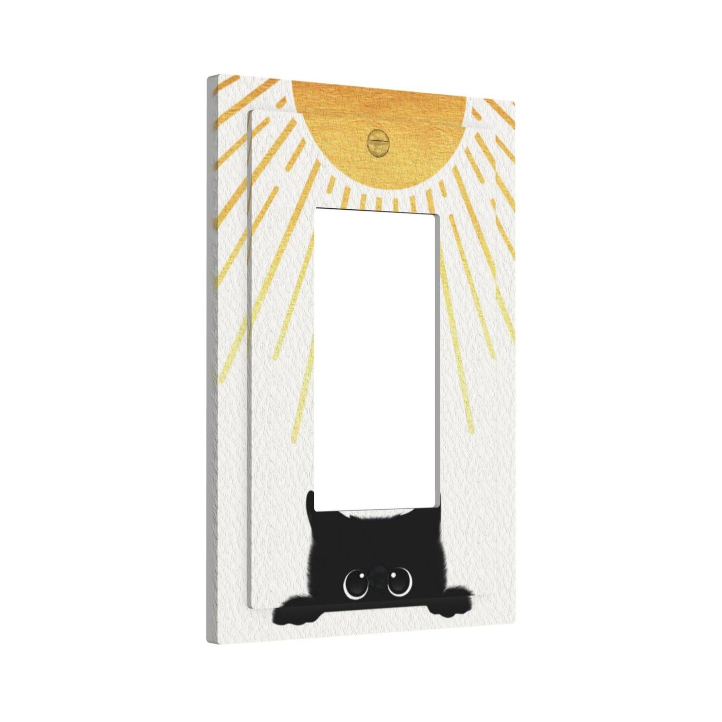 BHGAHD Decorative Light Switch Cover Plate Funny Black Cat Gold Sun 1 Gang No Device Single Blank Outlet Covers Wall Plates for Electrical Outlets Faceplate for Bedroom Home Decor