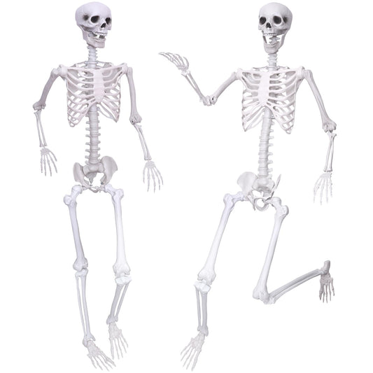 2PCS Skeletons Halloween Decorations,5.9Ft Life Size Skeletons with Movable Joints,Full Body Plastic Human Adult Skeletons for Halloween Indoor Outdoor Haunted House Decor