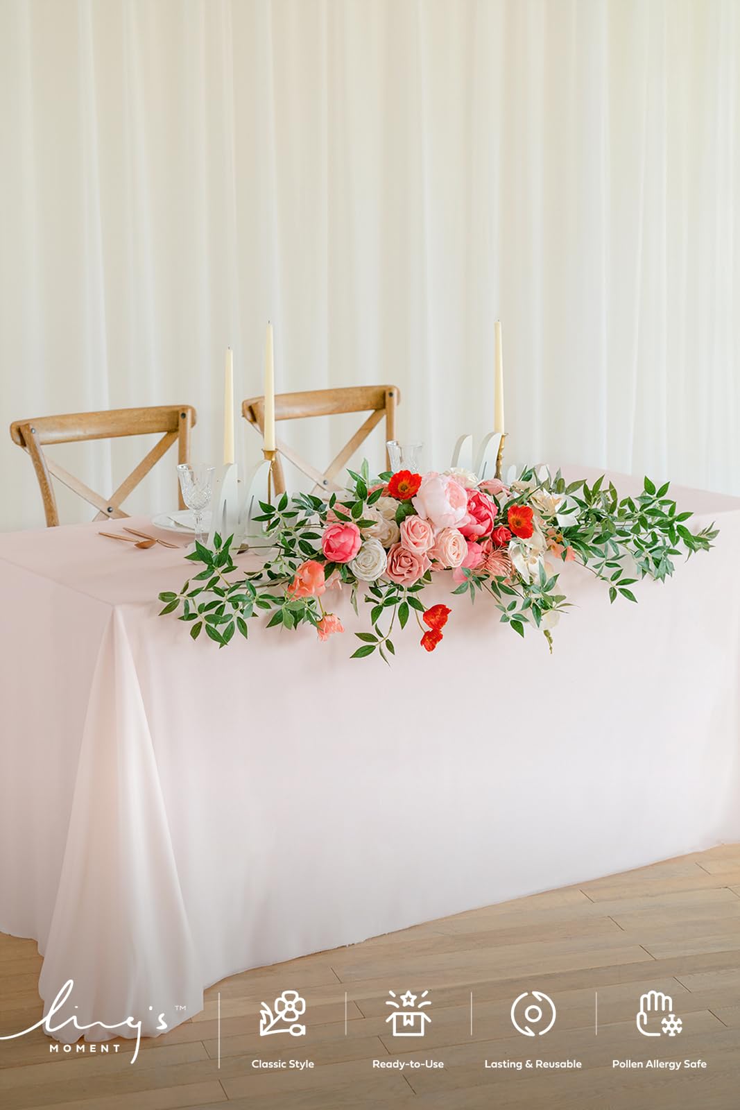 Ling's moment 6ft Rosa Banksiae Artificial Garland, Silk Laurel Leaf Vine for Wedding Arch, Table Centerpiece & Event Decor, Faux Greenery Filler for Elegant Arrangements