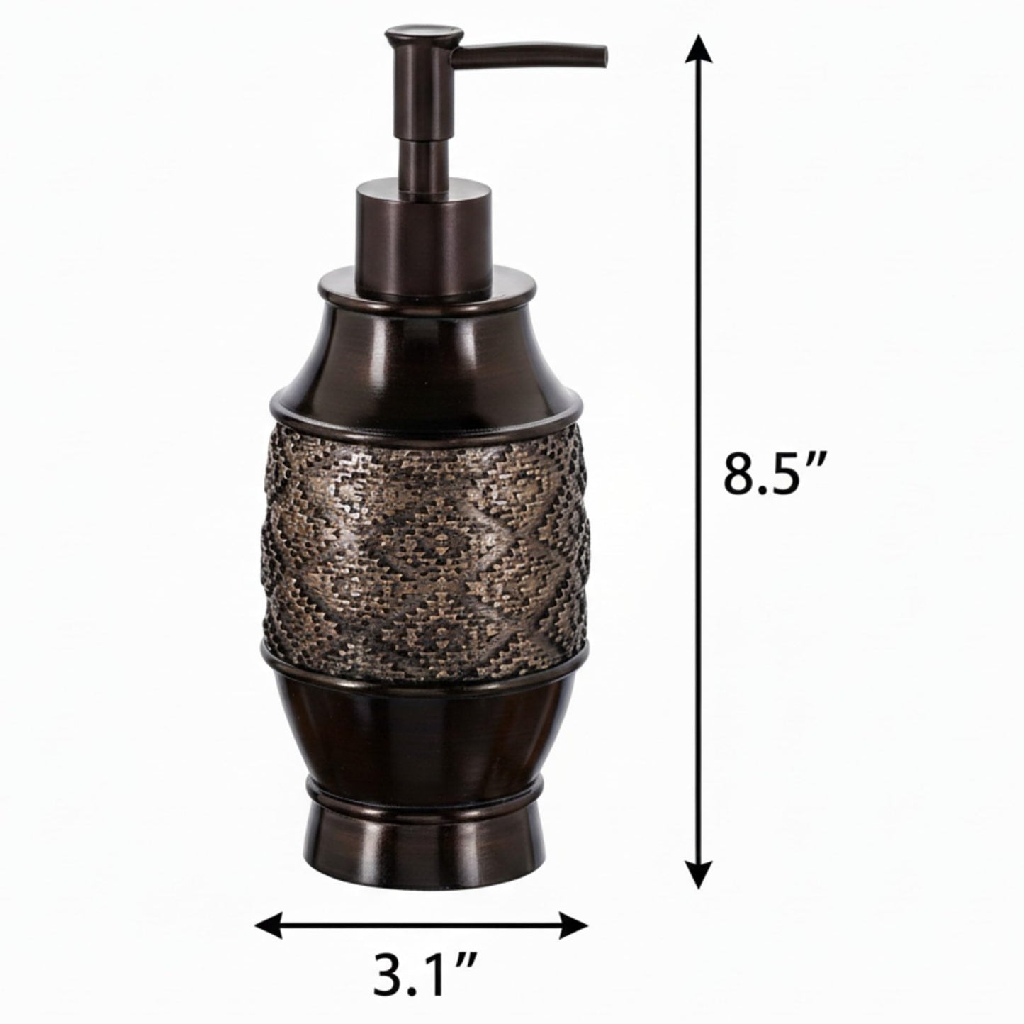 Creative Scents Dublin Brown Hand Soap Dispenser for Bathroom - Decorative 8 Oz. Resin Lotion Dispenser with Durable Matching Pump for Countertop - Modern Liquid Soap Dispenser