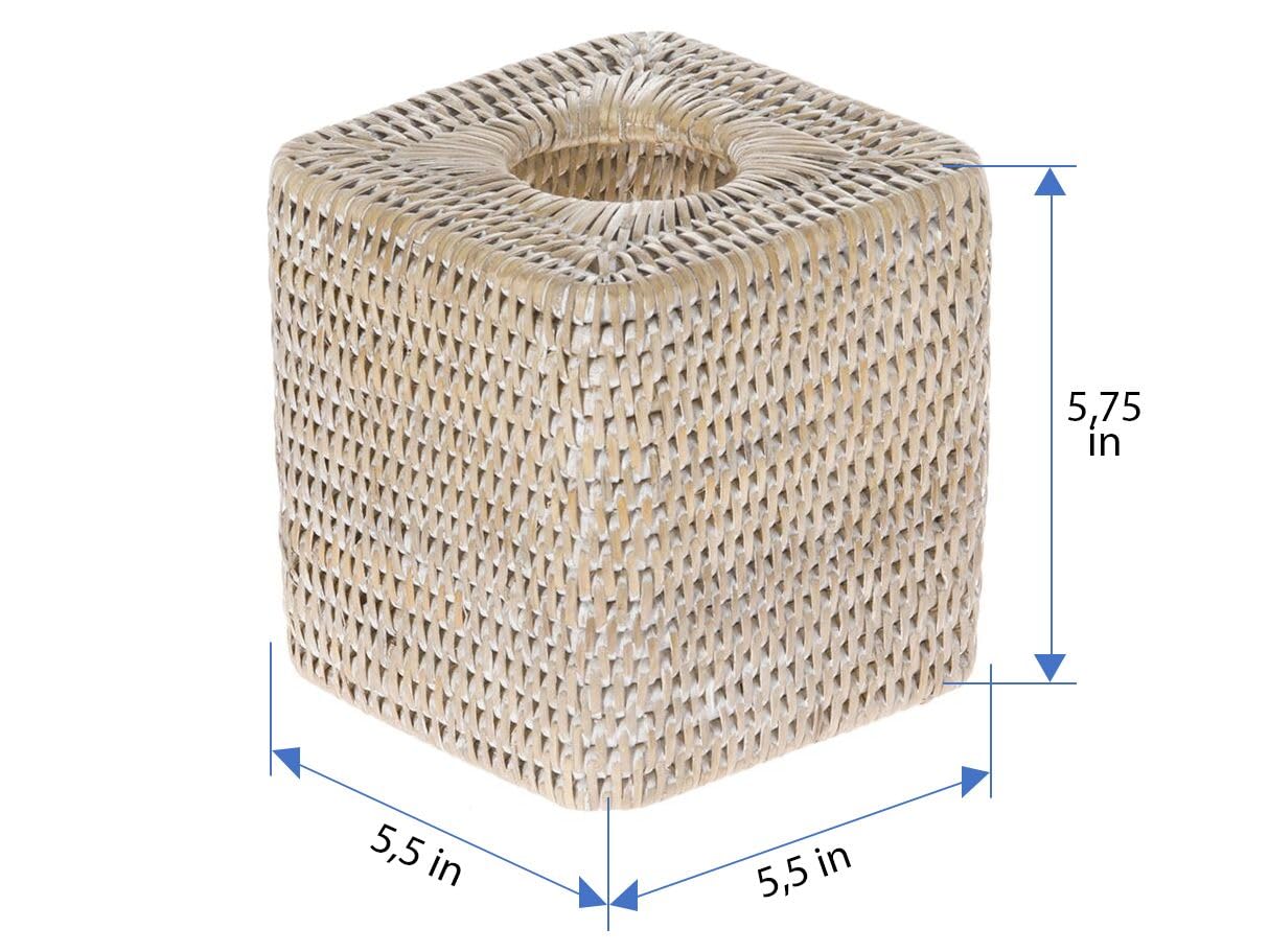 KOUBOO Tissue Box Cover–Home Decor Tissue Holder for Bathroom, Bedroom, Office Desk, Living Room–Facial Tissues, Wicker Tissue Box, Cube Boxes, White Wash