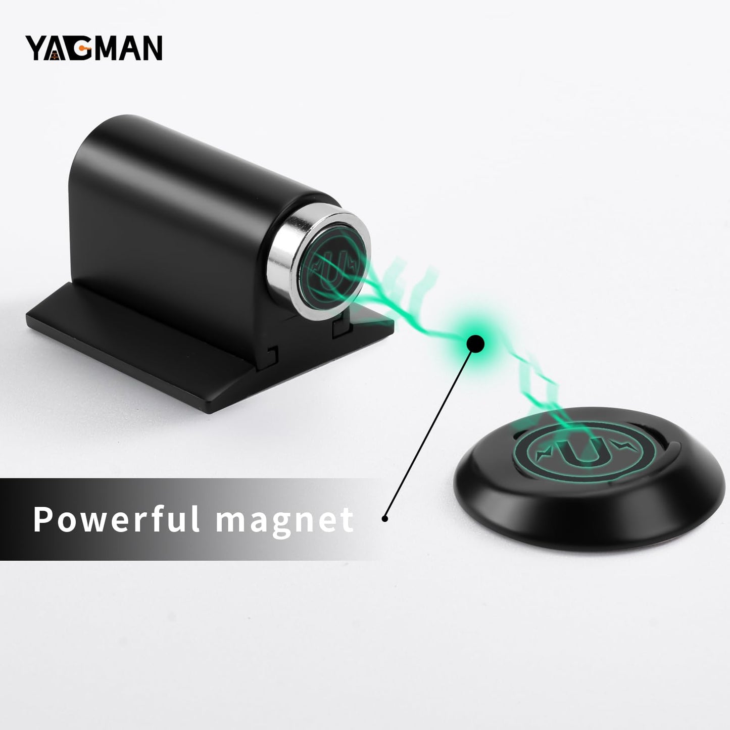 3 Pack Magnetic Door Stopper Floor Mount, No Drilling Adhesive Door Holder, Retractable Magnetic Door Stop, Keep Door Open, Windproof Door Catch for Home, Pet and Renters, Black