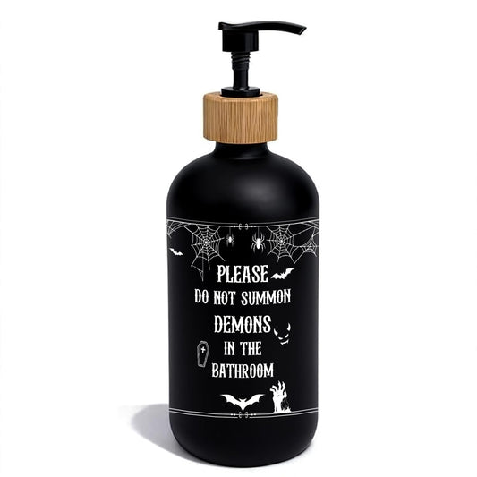 OuOvOwO Gothic Halloween Black Bathroom Glass Soap Dispenser