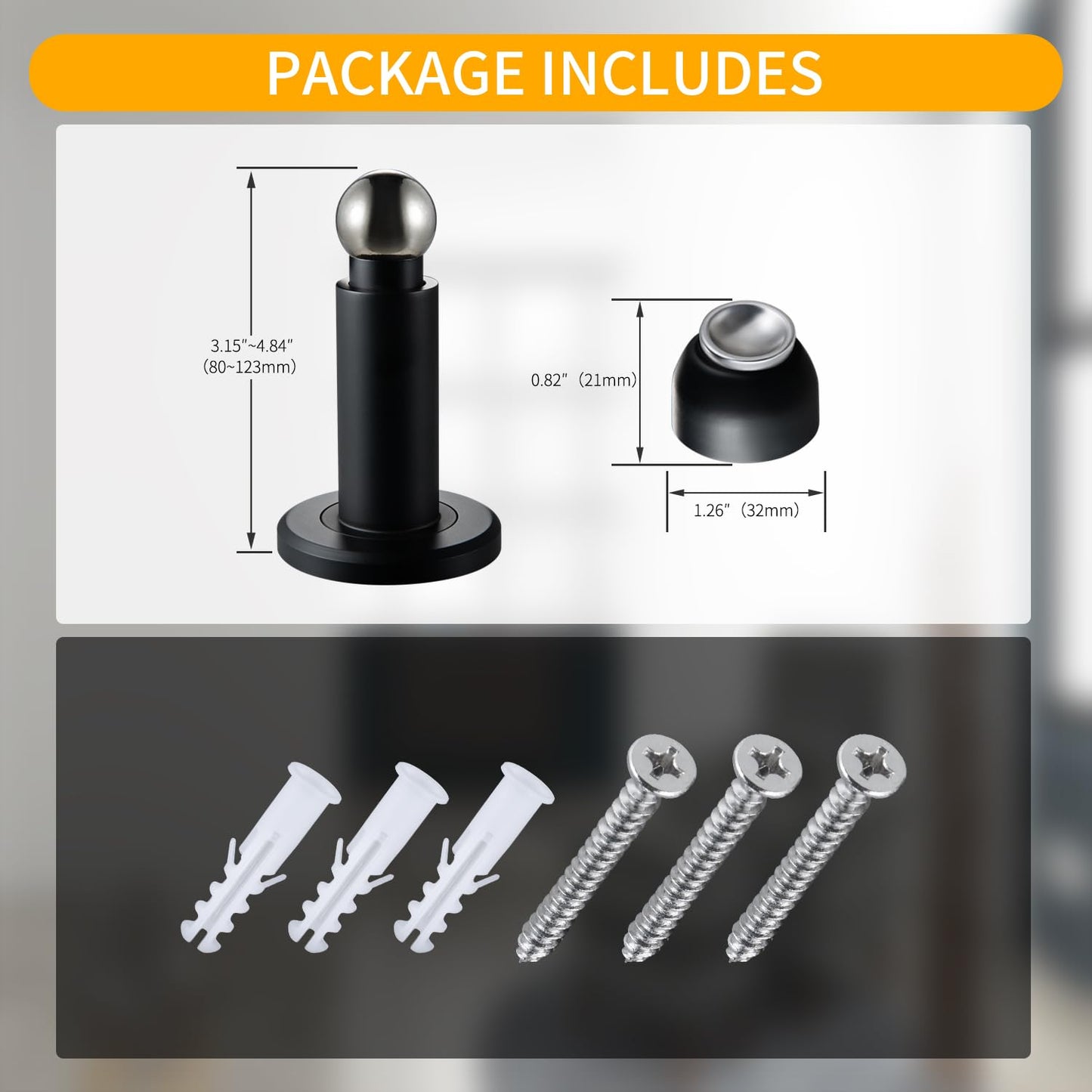 TOPTAKE Door Stoppers – Heavy Duty Magnetic Door Stopper for Wall & Bottom of Door – Premium Adjustable Door Stop with Heavy-Duty Windproof Design, Constructed with SUS304 (Black-1PCS)