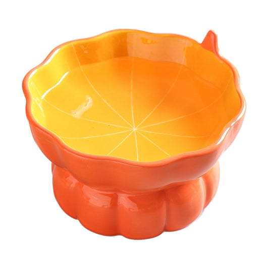 Yeexoxow Pumpkin Raised Ceramic Cat Water Bowl, 9 oz, Whisker Friendly