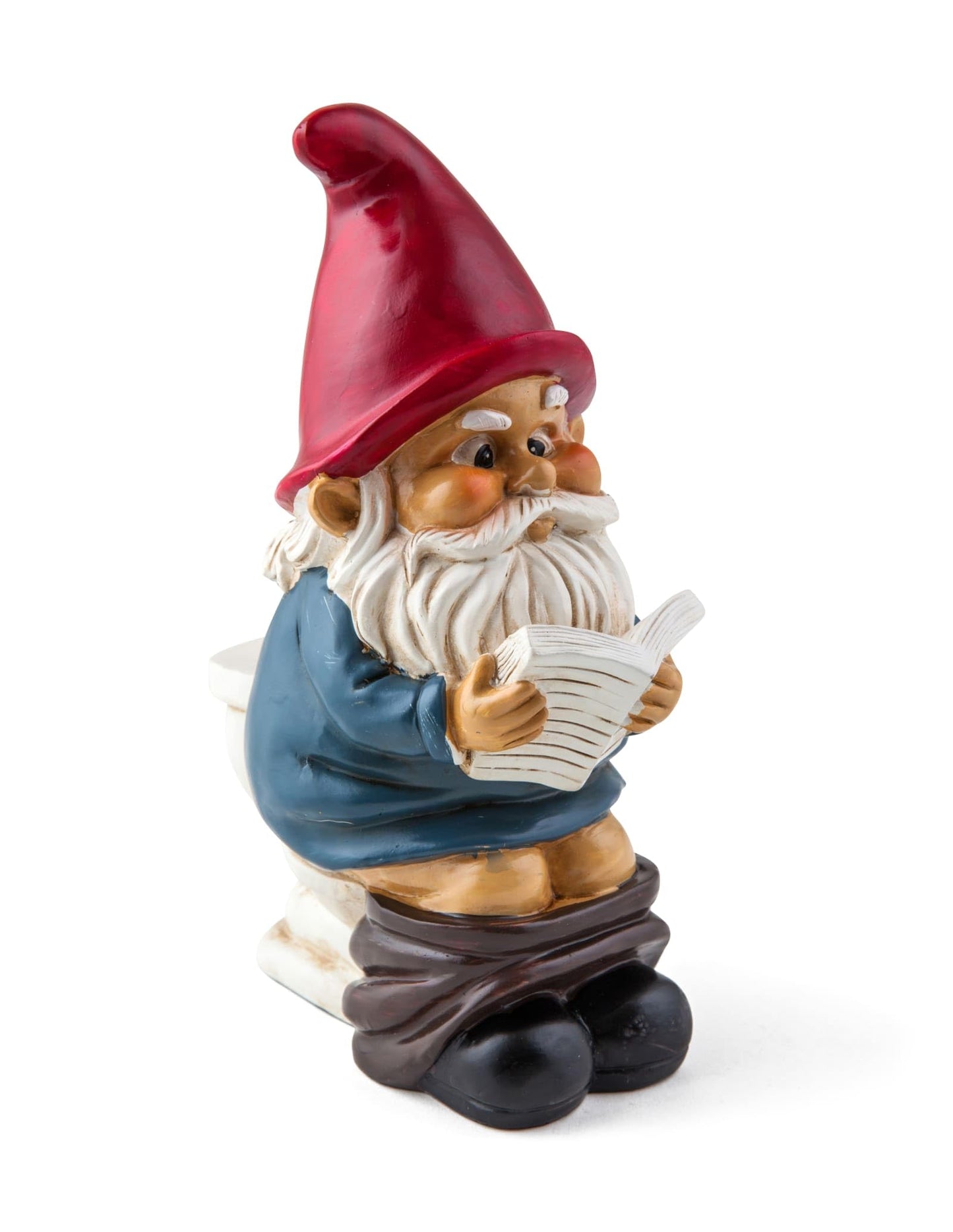 Funny Garden Gnome on a Throne, Durable Ceramic Statue Decoration, Weather-Proof Outdoor Gnomes for Yard Lawn Garden Decor, Housewarming Gag Gift - 9.5" Tall