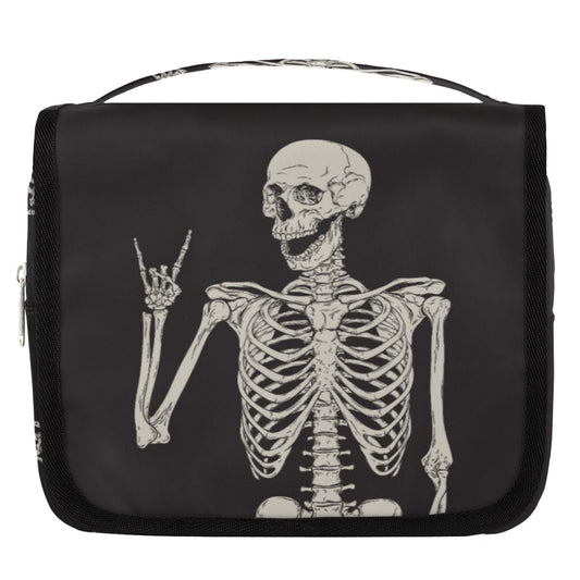AUUXVA Hanging Toiletry Bag for Women, Halloween Skeleton Makeup Bag, Day of the Dead Cosmetic Bag, Travel Essentials for Women Men