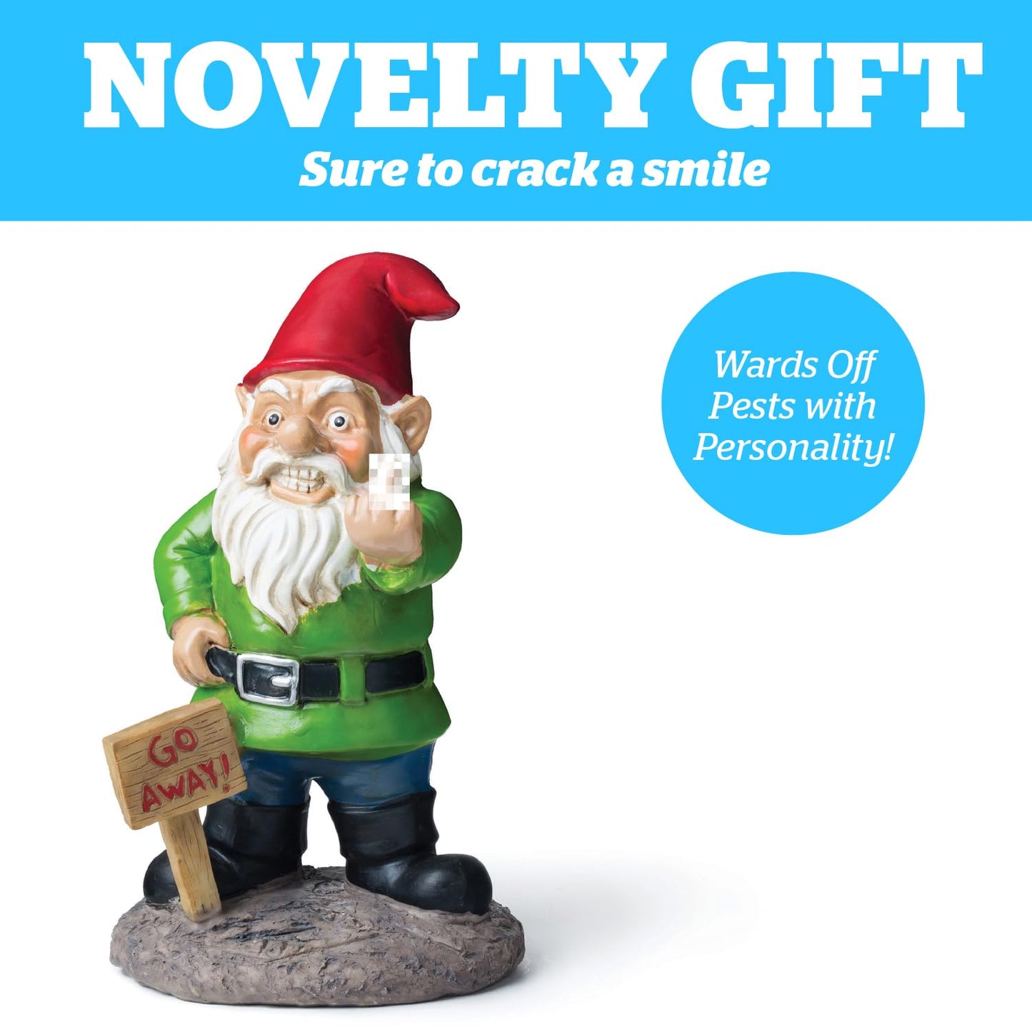 BigMouth Inc Go Away Garden Gnome Statue, Funny Outdoor Lawn & Yard Figurine, Housewarming Gag Gift Sculpture Decorations