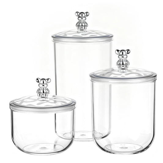 Ckhoid 3PCS Clear Candy Jars With Lid, Plastic Storage Jar Canister with Airtight Lid, Decorative Cookie Container for Snacks Buffet Wedding Home Bar Décor, Pantry Food Organizer Container 30/47/68 Oz