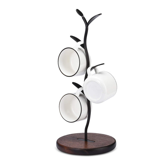 ALLCENER Mug Holder, Countertop Mug Tree, Coffee Mugs & Tea Cup Storage Rack, Coffee Counter Bar Accessory & Kitchen Organizer, Black (single row)