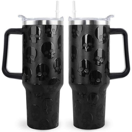 sxmluedn Goth Gifts Goth Tumbler Halloween Tumbler 40 Oz 3d-Printed Skull Gifts Cup For Women Men Spooky Skeleton Travel Mug with Handle Lid and Straw