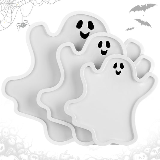 Maxcheck 3 Pcs Halloween Ghost Wooden Serving Platters Food Serving Trays Decorative Wooden Charcuterie Boards Plate for Halloween Snacks Cookies Fruits Candy Display Food Dish(Classic)