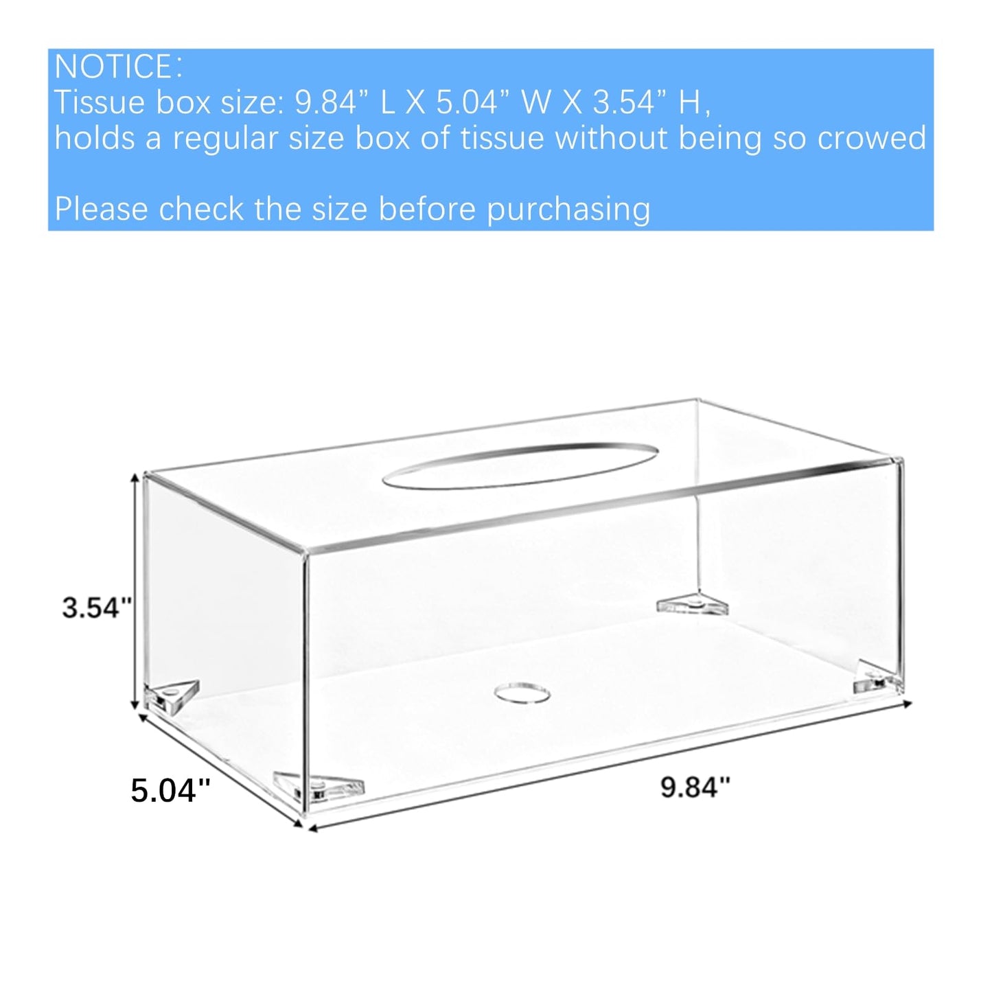 Yopay 2 Pack Acrylic Tissue Box Holder, Rectangle Tissue Box Cover with Magnetic Bottom, Clear Acrylic Facial Tissue Case Dispenser for Bathroom Kitchen Bedroom Vanity Restaurant Office