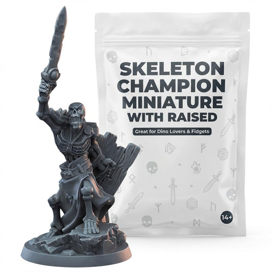 Skeleton Champion Collectible Figurine - Detailed Undead Warrior Desk Decor for Fantasy Themed Display or Gift - 3D Printed in Canada