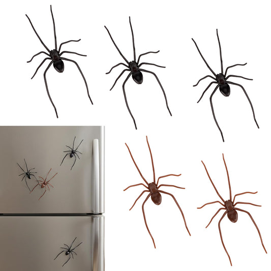 5PCS 3D Realistic Spider Fridge Magnets, 3.9 x 2.4 Inch Removable Spider Magnets for Refrigerator, Car, Garage Door, Halloween Indoor Outdoor Birthday Pranks, Plastic Decor