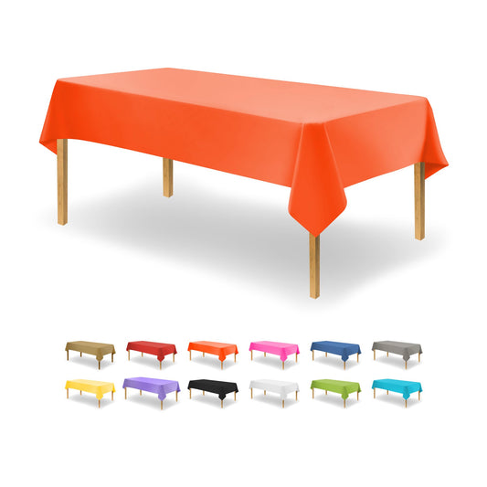 Party Dimensions Orange Disposable Plastic Tablecloth for Rectangle Tables (12 Pack) Table Cloths for Parties, Halloween, Events & Weddings, Indoors Outdoors, 54 x 108 inches, Plastic Table Cover