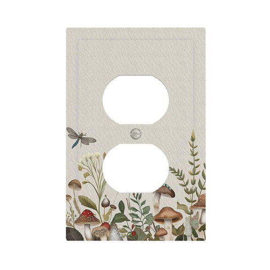 JDAKHD 70s Vintage Plant Mushroom Leaves Decorative Outlet Covers 1 Gang Duplex Decorative Wall Plate Light Switch Plate Covers Electrical Faceplate Bathroom Bedroom Kitchen Decor