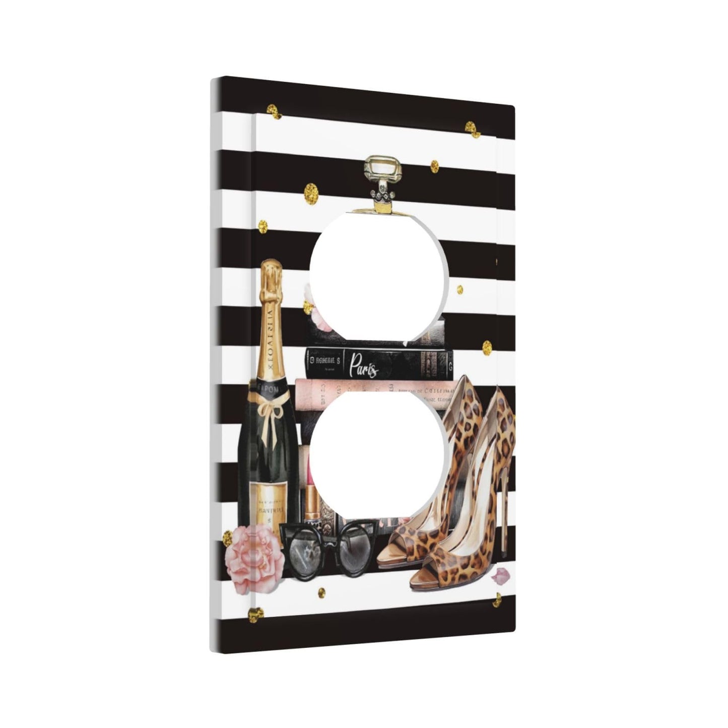 Gorgeous Girly Woman 1 Gang Duplex Receptacle Wall Plate Jumbo Electrical Outlet Cover Girls Lady Lipstick High Heel Decorative Decorator Light Switch Faceplate Socket Cover