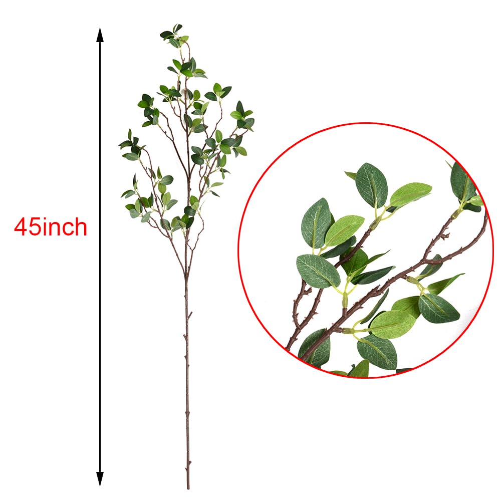 Antspirit 3pcs Faux Stems Artificial Branches for Vase Artificial Stems Artificial Greenery Stems Faux Green Stems Artificial Eucalytus Branches Fake Stems(42"/Each Branch)