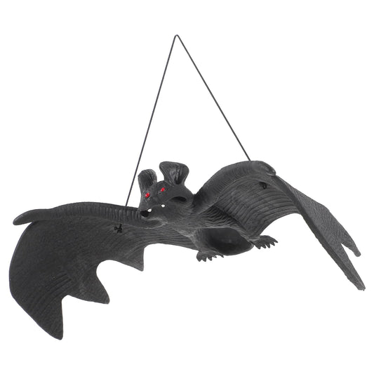 LUOEM 3 PCS Halloween Simulation Hanging Bats Realistic Looking Spooky Rubber Hanging Bats Props for Halloween Decoration (24 x 9cm)