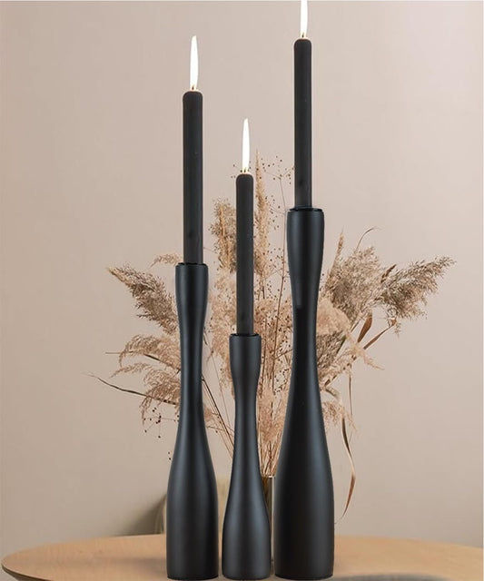 SDALI HOME Candle Holder Black Candlestick Holders 3,Tall Taper Candle Holders Set of 3 for Candlesticks(12"/10"/7.5" H),Modern Farmhouse Candle Stick Candle Holder for Decor