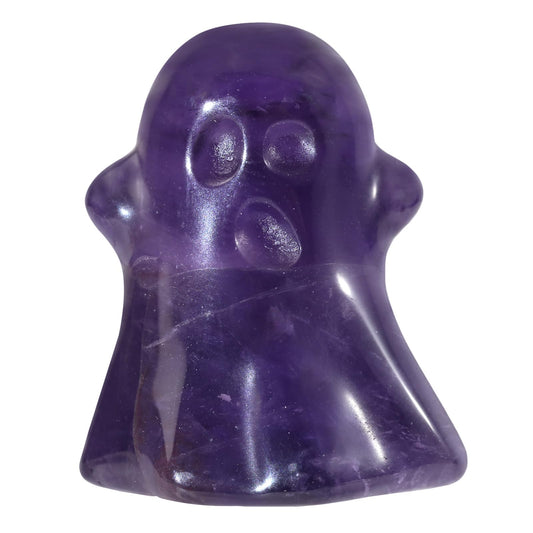 Rockcloud 2 PCS Crystal Stone Amethyst Ghost Pocket Stones Halloween Figurine Ghost Statue Ornament Party Decoration Supplies