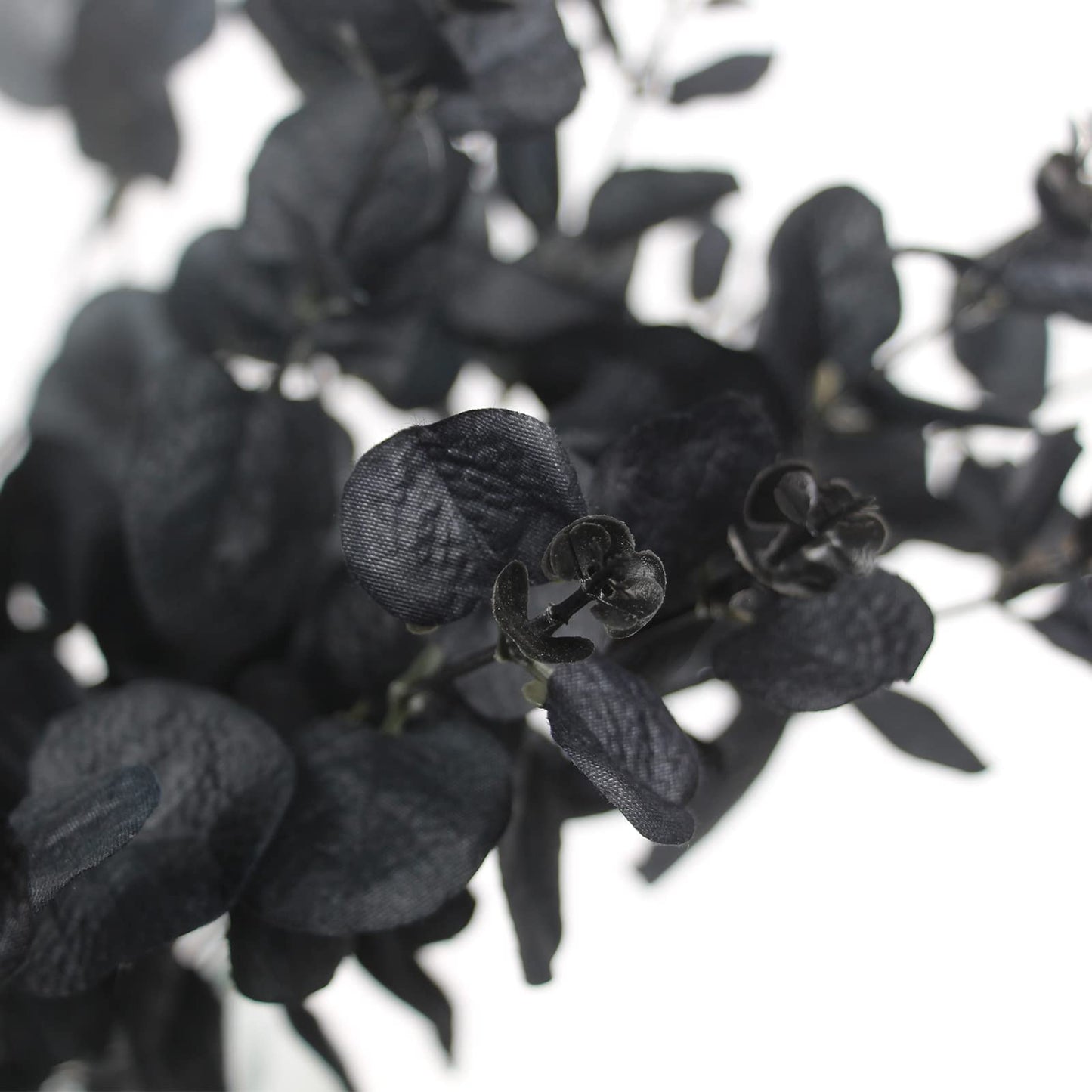 Tinsow 10 Pcs Black Artificial Eucalyptus Branches Stems Faux Eucalyptuses Real Touch Leaf Gathic Theme Party Bouquet Centerpiece Halloween Home Decor (Black, 10)