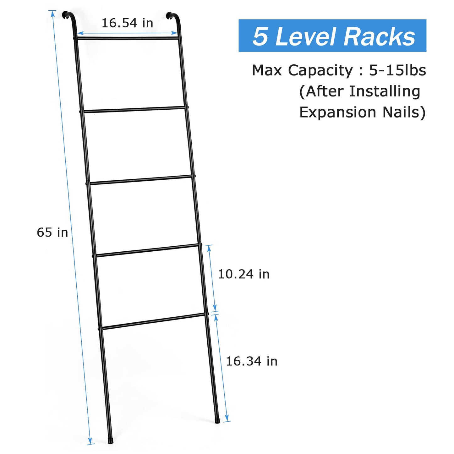Blanket Ladder Black Towel Ladder for Bathroom Metal Blanket Rack for Living Room