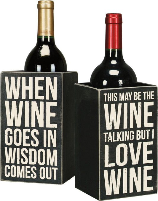 Primitives by Kathy Distressed Black and White Wooden Box, 4.25 x 7.25 x 4.25-Inches, When Wine Goes in