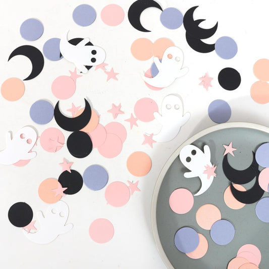 230psc Halloween Spooky Confetti - Pink HalloweenConfetti, Spooky One TwoSpooky Birthday Decorations, Halloween Table Decor, Girls Ghost Confetti