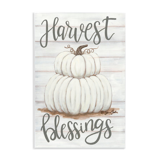 Stupell Industries 'Harvest Belssings White Pumpkins', Wall Plaque Art, 10 x 15 Inches, Easy to Hang and Sturdy, Made in USA, by Sara Baker