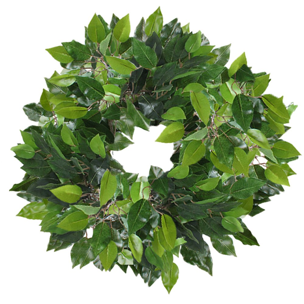 GTIDEA 12 Pcs Ficus Tree Leaves Branches Artificial Greenery Stems Spring Silk Green Leaves Plants for Wreath Benjamina Tree Indoor Outdoor Porch DIY Wedding Party Farmhouse Wall Decor (24.04 Inch)