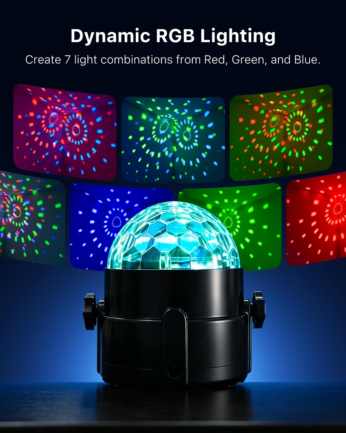 3 Pack Disco Ball Lights with Remote Control, Dynamic Sound Activation RGB Party Lighting for Room Home Dance Karaoke Parties, Portable Strobe LED DJ Lamp for Christmas & Halloween Decor and Kids Gift