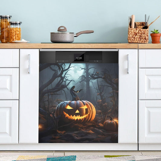 JIPONI Dishwasher Magnetic Cover Halloween Pumpkin Dishwasher Magnetic Kitchen Art Decor, Dish Washer Magnet Sticker 23 W x 26 H Inch