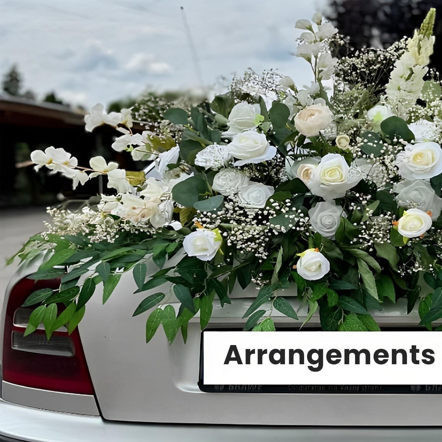 Ardemiy 8pcs Italian Ruscus Artificial Leaves with Stems, Green Silk Leaf Wedding Arch Greenery Filler for Flower Arrangements, Faux Foliage Greenery Stems