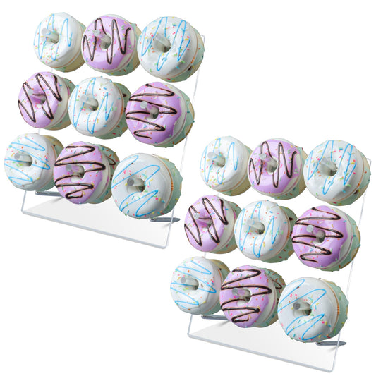 LoveDisplay Donut Wall, 2 Pack Acrylic Donut Stands for Dessert Table, 12 x 10 Inches, Perfect for Birthday, Wedding, Baby Shower, Christmas