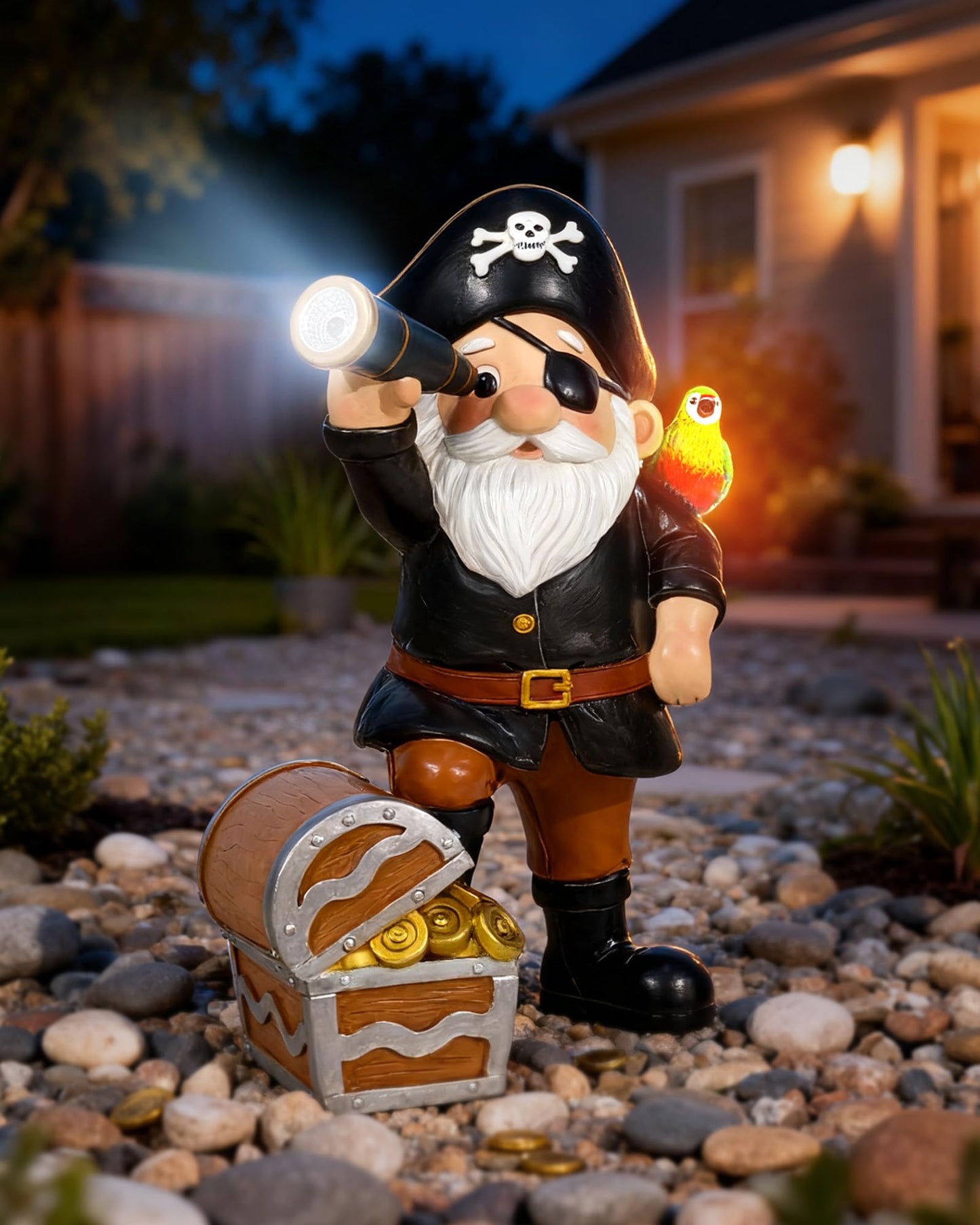 Miggley Pirate Gnome Solar Garden Statue Outdoor Figurine Decor Lights