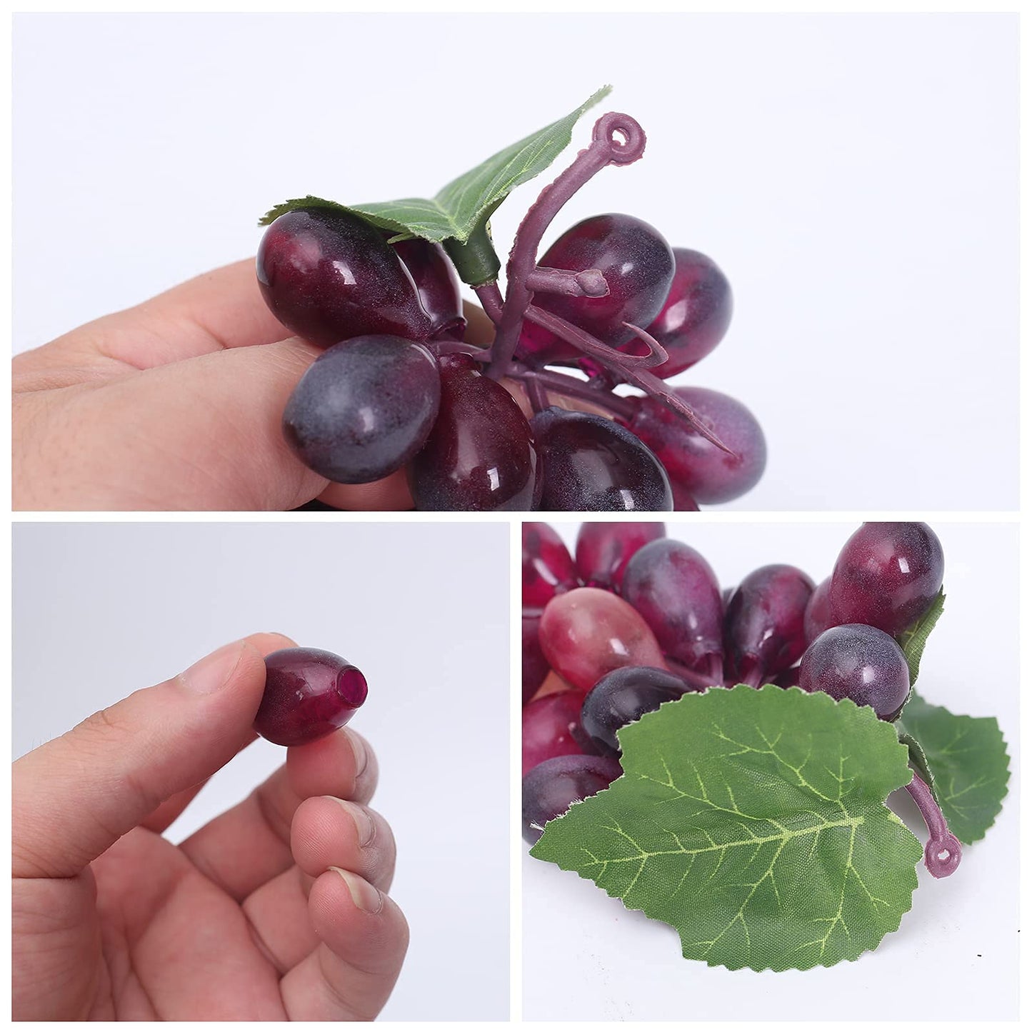 VEOAY Fake Grapes Artificial Fruit Mini Grapes Clusters for Home House Kitchen Party Wedding Decor (10, Purple)