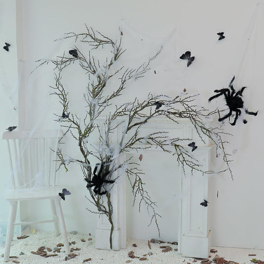 190cm/74.8inch Artificial Creepy Flexible Tree Branches Faux Grape Vines Garland Twigs with Moss Wood Craft for Halloween Door Wall Hanging Haunted Mansion Theme Outdoor Mantel Yules Decoration (2)