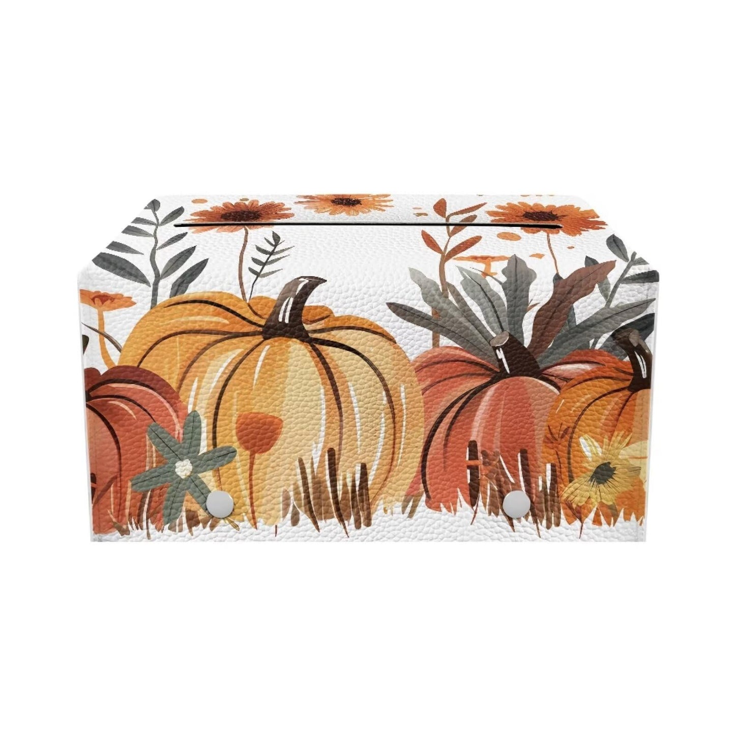 Bivxisrvo Thanksgiving Pumpkin Tissue Box Waterproof and Dustproof Tissue Box Cover Rectangle Kleenex Tissues Boxes Cover Leather Tissue Box Cover Decor for Kitchen Living Room Bathroom