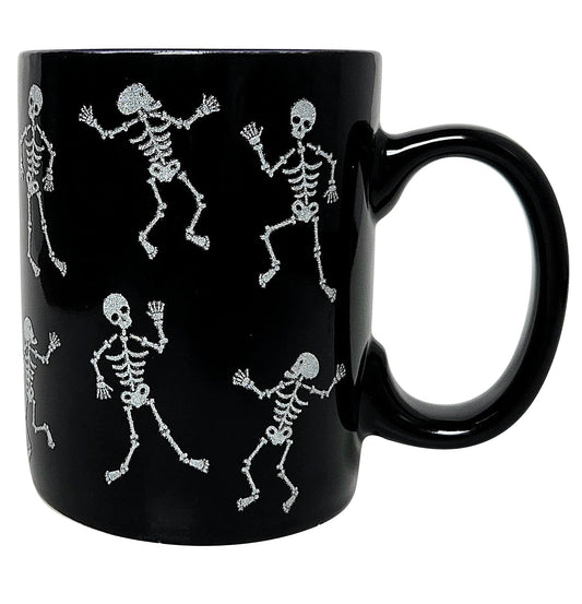Dancing Yoga Skeletons Ceramic 16 oz. Coffee Mug, 4.5 x 3.5 x 3.5 inches