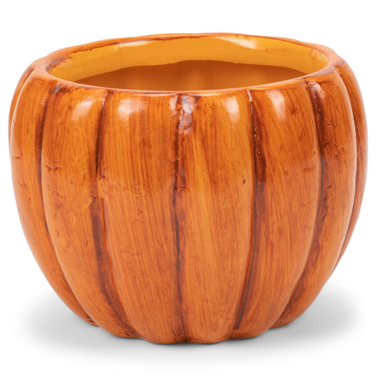 Napco Harvest Orange Pumpkin 4.5 x 4.5 Terra Cotta Table Top Planter