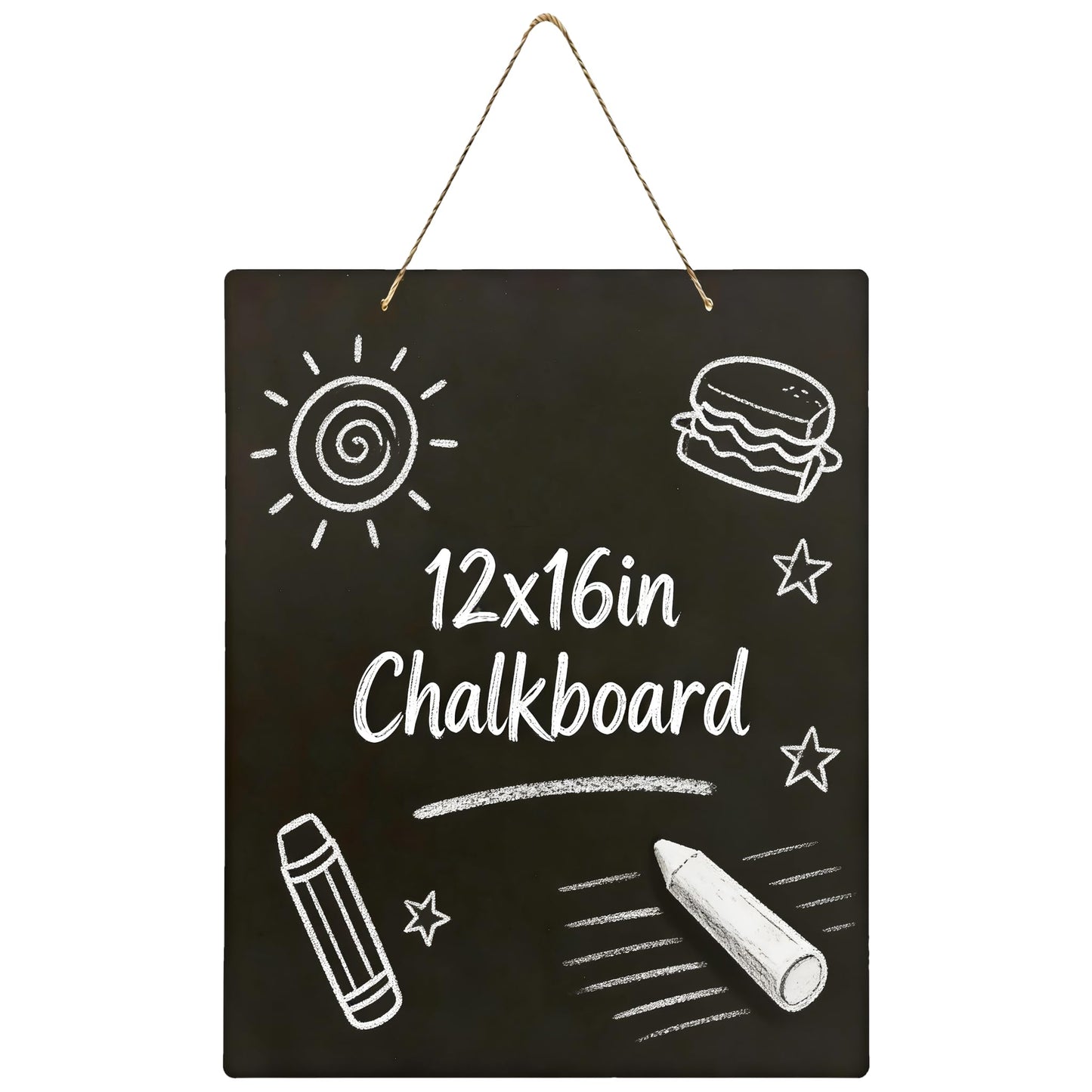 Hanging Chalkboard 12x16 Inch Double-Sided Chalkboard Sign Decorative Blackboard Wall Mounted for Home, Office, Restaurant, Bar (Vertical 1pack)