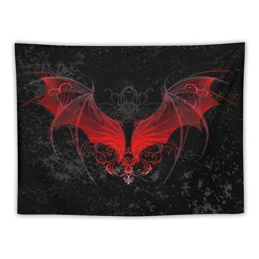 HZOHNAGO Gothic Tapestry Retro Red Bat Pattern Printed Wall Tapestry Wall Hanging for Bedroom Living Room Dorm 40" W x 30" H