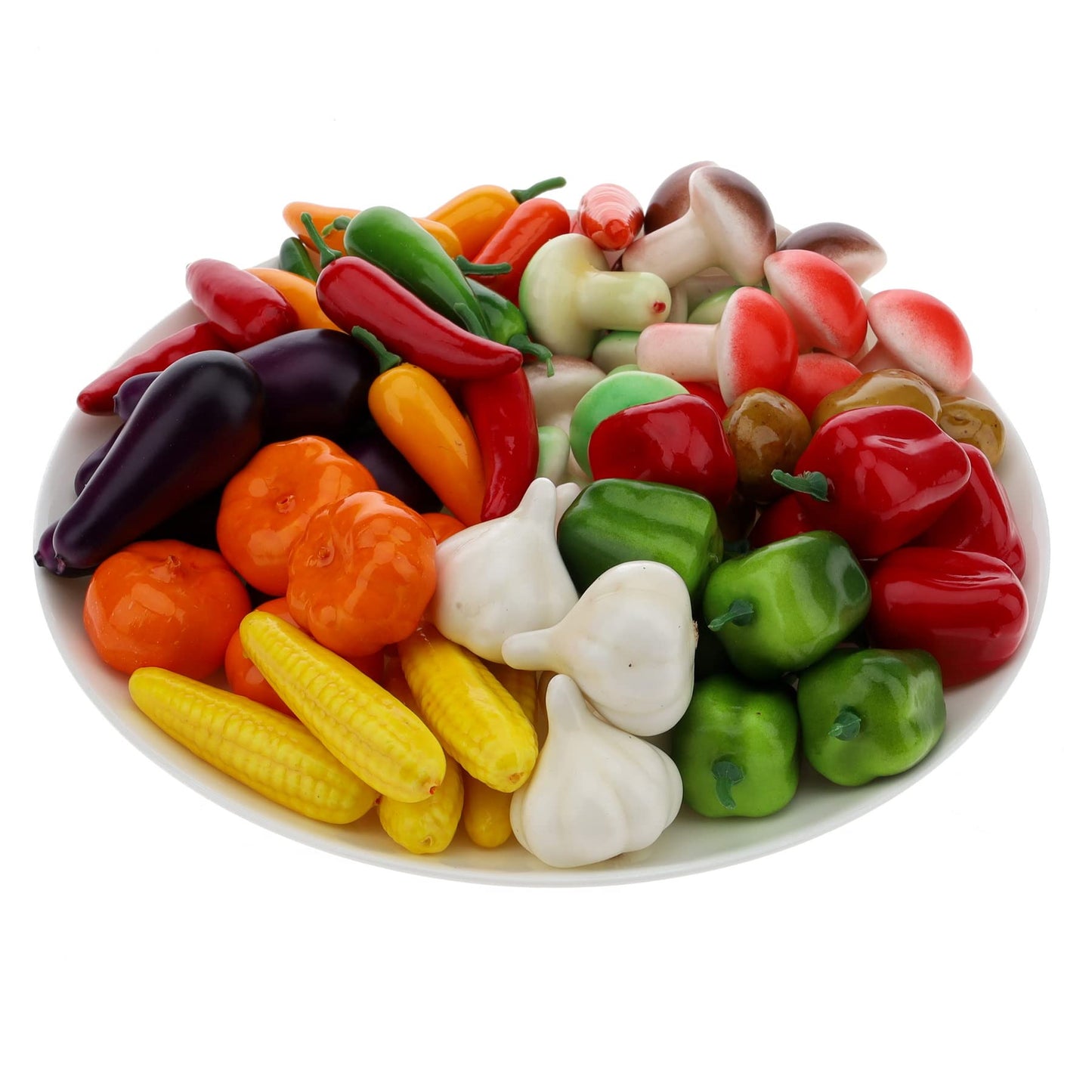 Gresorth 70 PCS Fake MINI Vegetables Artificial Garlic, Corn, Pepper, Pumpkin, Carrot, Potato, Eggplant ……